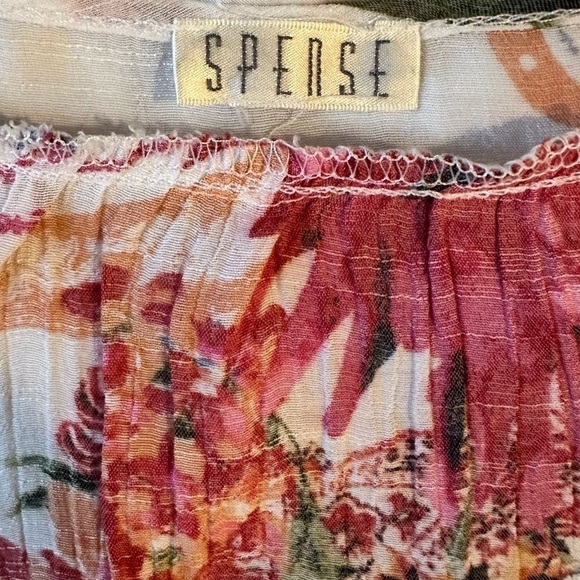 Spense Floral Tunic Top Embroidered Neck Cream Semi Sheer Long Sleeve - Picture 7 of 11